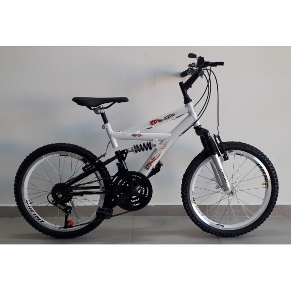 Bicicleta aro 20 fill 18v branco/preto bike mania