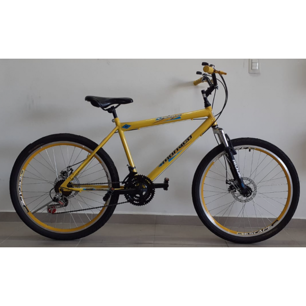 bicicleta aro 26 Fastness c/suspençaoo e freio a disco amarela wrp