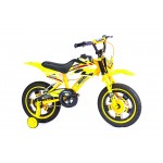 bicicleta aro 14 moto cross amarela unitoys