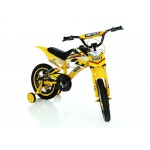 bicicleta aro 14 moto cross amarela unitoys