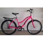 Bicicleta aro 26 aluminio beach/slim rosa/brilhante ecos