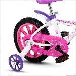 BICICLETA ARO 14 F. ALUMÍNIO FIRST PRO BRANCA C/VIOLETA NATHOR 